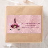 かわいい赤面ピンクユニコーン誕生日パーティー ラベル (インサイチュ)