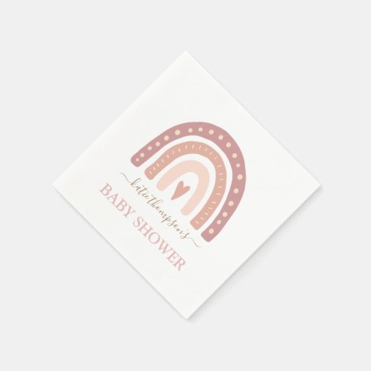 かわいい赤面ピンクレインボーガールベビーシャワー スタンダードカクテルナプキン (角)
