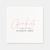 かわいい赤面ピンクレタリング卒業ナプキンス スタンダードカクテルナプキン (正面)