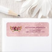 かわいい赤面ピンク子猫誕生日パーティー ラベル (インサイチュ)