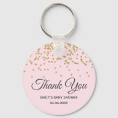 かわいい赤面ピンク金ゴールドグリッターありがとう赤ちゃんシャワー キーホルダー (正面)