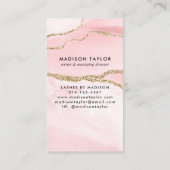 かわいい赤面ピンク金ゴールドグリッターマーブルアゲートモノグラム 名刺 (裏面)