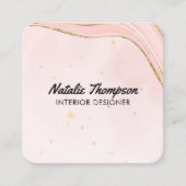 かわいい赤面ピンク金ゴールドグリッター水彩モダン スクエア名刺 (正面)