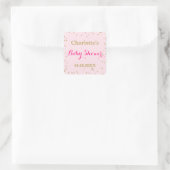 かわいい赤面ピンク金ゴールドグリッター紙吹雪ベビーシャワー スクエアシール (バッグ)