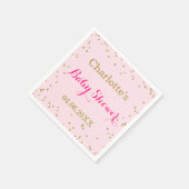 かわいい赤面ピンク金ゴールドグリッター紙吹雪ベビーシャワー スタンダードカクテルナプキン (角)