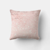 かわいい赤面フェイクピンク銀グリッターモノグラム クッション (裏面)