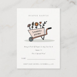 かわいい赤面フローラカートおむつラッフルベビーシャワー エンクロージャーカード