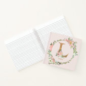 かわいい赤面フローラゴールドフォイルレターLモノグラム ノートブック (内部)