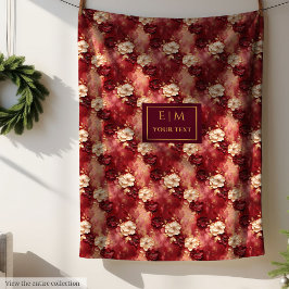 かわいい赤面ブルゴーニュカスタム金ゴールドウォーターカラーボホ フリースブランケット