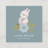 かわいい赤面ブルースカンジィフローラベアーハグベビーNANNY スクエア名刺 (正面)