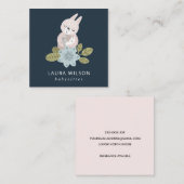 かわいい赤面ブルーネイビースカンジフローラベアハグナニー スクエア名刺 (正面/裏面)