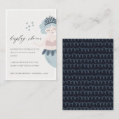 かわいい赤面ブルー小さな人魚ディスプレイ赤ちゃんシャワー エンクロージャーカード (正面/裏面)