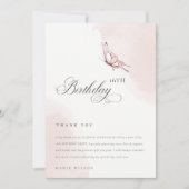 かわいい赤面水色バタフライエイジ誕生日 サンキューカード (正面)