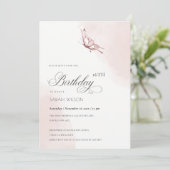 かわいい赤面水色バタフライエイジ誕生日 招待状 (スタンド正面)