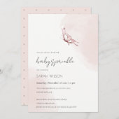 かわいい赤面水色バタフライベビーシャワーインビータ 招待状 (正面/裏面)