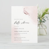 かわいい赤面水色バタフライベビーシャワー招待状 サンキューカード (スタンド正面)