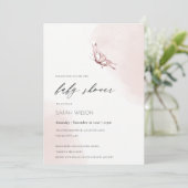 かわいい赤面水色バタフライベビーシャワー 招待状 (スタンド正面)