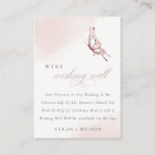 かわいい赤面水色バタフライワインよく願う エンクロージャーカード (正面)