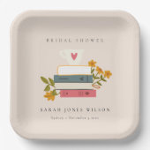 かわいい赤面積み上げストーリーブズフローラブライダルシャワー ペーパープレート (正面)