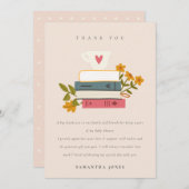 かわいい赤面積み重ねストーリーブックフローラベビーシャワー サンキューカード (正面/裏面)