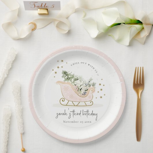 かわいい赤面金ゴールドウィンターズライエイジ誕生日 ペーパープレート (ウェディング)