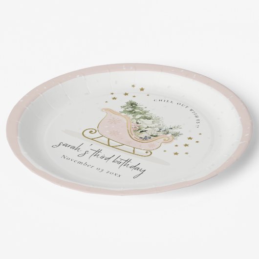 かわいい赤面金ゴールドウィンターズライエイジ誕生日 ペーパープレート (アングル)