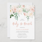かわいい赤面&ホワイトフローラベビーシャワーブランチ 招待状 (正面)