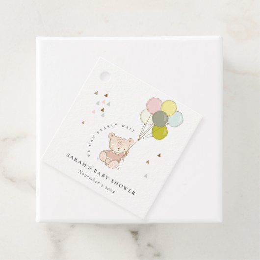 かわいい赤面bearly待ちクマ気球ベビーシャワー フェイバータグ (インサイチュ)