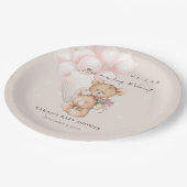 かわいい赤面bearly待ちクマ気球ベビーシャワー ペーパープレート (アングル)