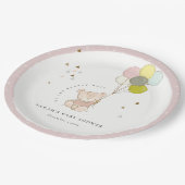 かわいい赤面bearly待ちクマ気球ベビーシャワー ペーパープレート (アングル)