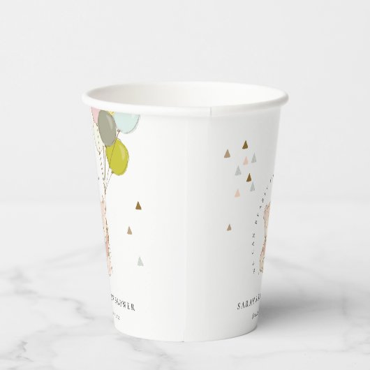 かわいい赤面bearly待ちクマ気球ベビーシャワー 紙コップ (右)