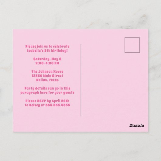 かわいい赤頭チアリーダーカスタム誕生日パーティー ポストカード (裏面)