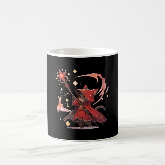 かわいい赤魔道士猫のヒーロー コーヒーマグカップ (中央)