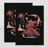 かわいい赤魔道士猫のヒーロー 招待状 (正面/裏面)