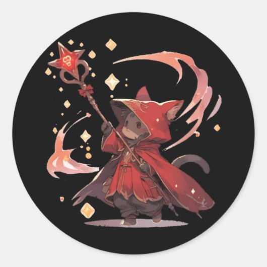 かわいい赤魔道士猫の英雄 ラウンドシール (正面)