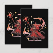 かわいい赤魔道士猫ヒーロー サンキューカード (正面/裏面)