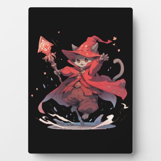 かわいい赤魔道士猫ヒーロー フォトプラーク (正面)