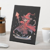 かわいい赤魔道士猫ヒーロー 台座サイン (インサイチュ)