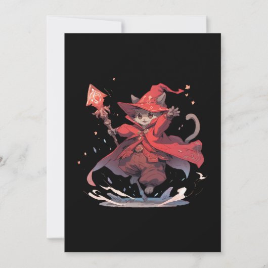 かわいい赤魔道士猫ヒーロー 招待状 (正面)