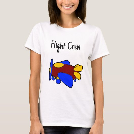 かわいい赤黄色青い飛行機の子供向け漫画 Tシャツ (正面)