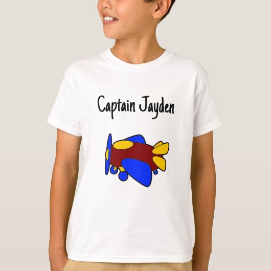 かわいい赤黄色青色飛行機子供向け漫画 Tシャツ (正面)