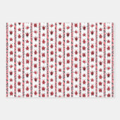 かわいい赤黒のラディバグハッピーバースデーキッズ ラッピングペーパーシート (正面3)