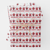  かわいい赤黒のラディバグハッピーバースデーキッズ ラッピングペーパーシート (インサイチュ)