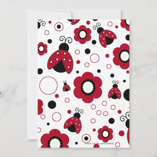 かわいい赤黒人レディーの誕生日パーティーの招待 招待状 (裏面)