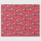 かわいい赤12日のクリスマス伝統的クラシック ラッピングペーパー (フラット)