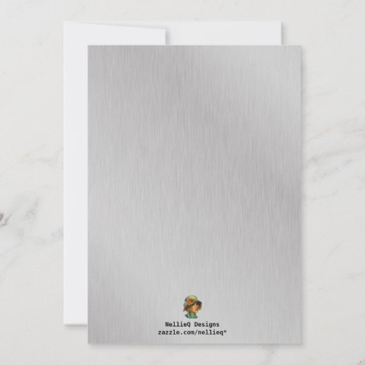 かわいい赤、青、グレーのロボット誕生日招待状 招待状 (裏面)