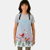 かわいい赤(鳥)ショウジョウコウカンチョウがメリークリスマスを歌う エプロン (インサイチュ)