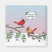 かわいい赤（鳥）ショウジョウコウカンチョウがメリークリスマスを歌う マグネット