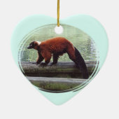 かわいい赤Ruffed Lemurの赤い毛皮の白の首 セラミックオーナメント (裏面)