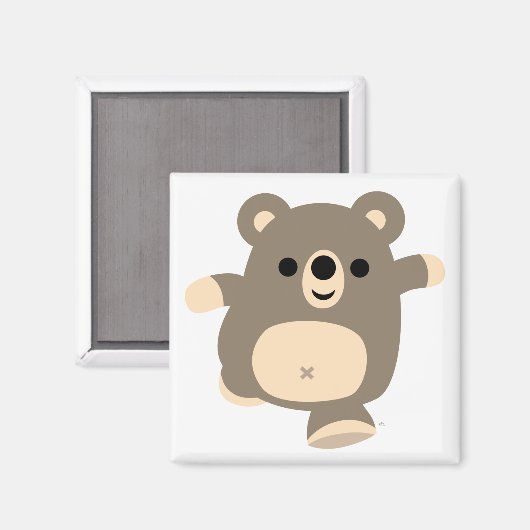 かわいい走アニメのクマのマグネット マグネット (正面/裏面)